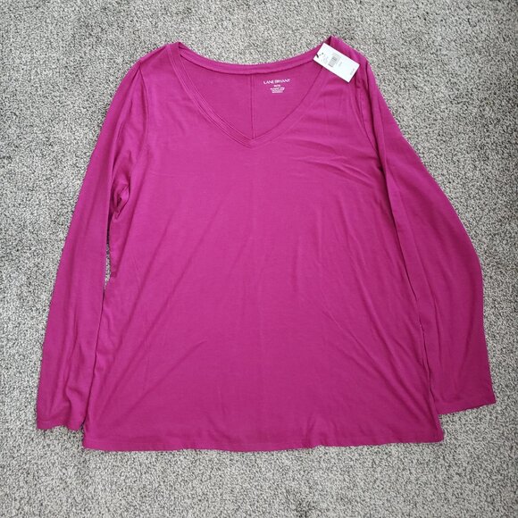 Lane Bryant Purple Long Sleeve V-neck T-Shirt New with Tag - Picture 1 of 9